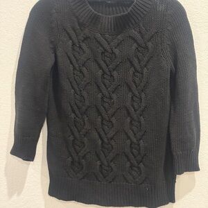 Talbots Black Crew Neck Cable Knit Sweater